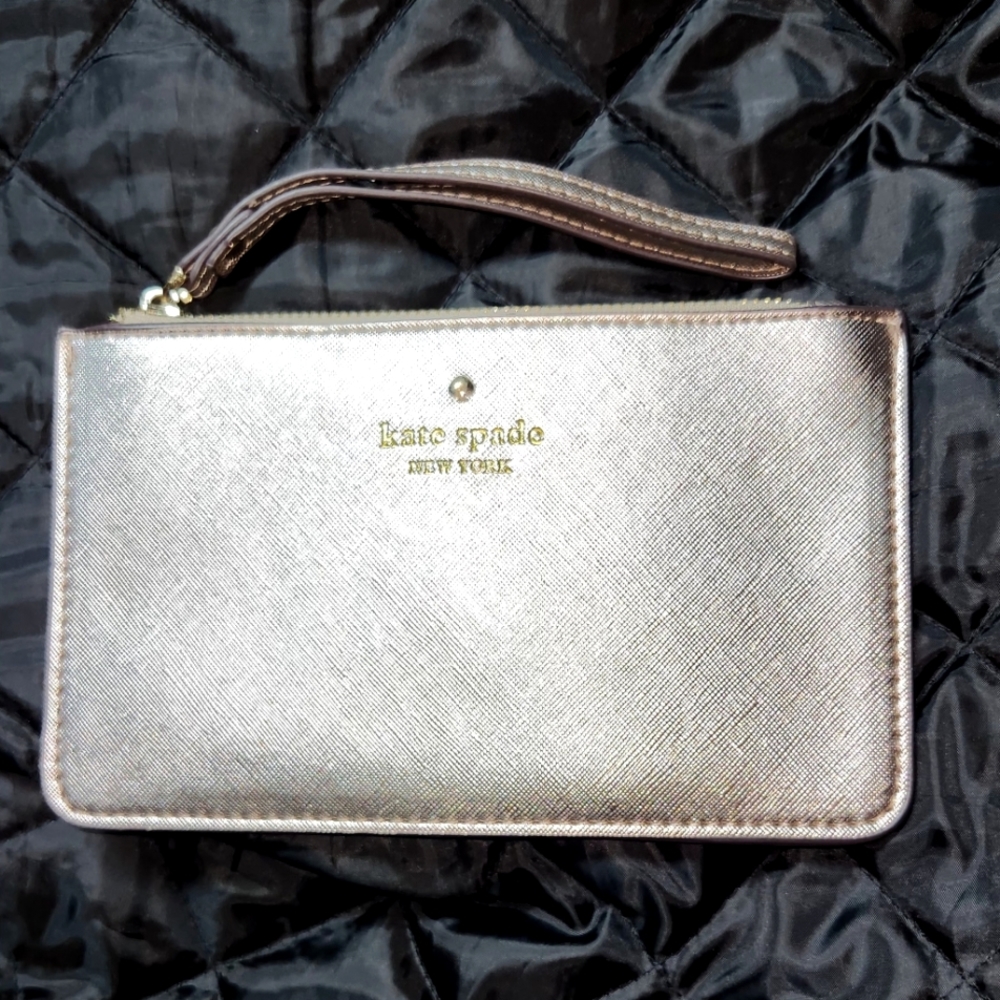 Kate spade New York Rose Gold metallic wristlet pouch